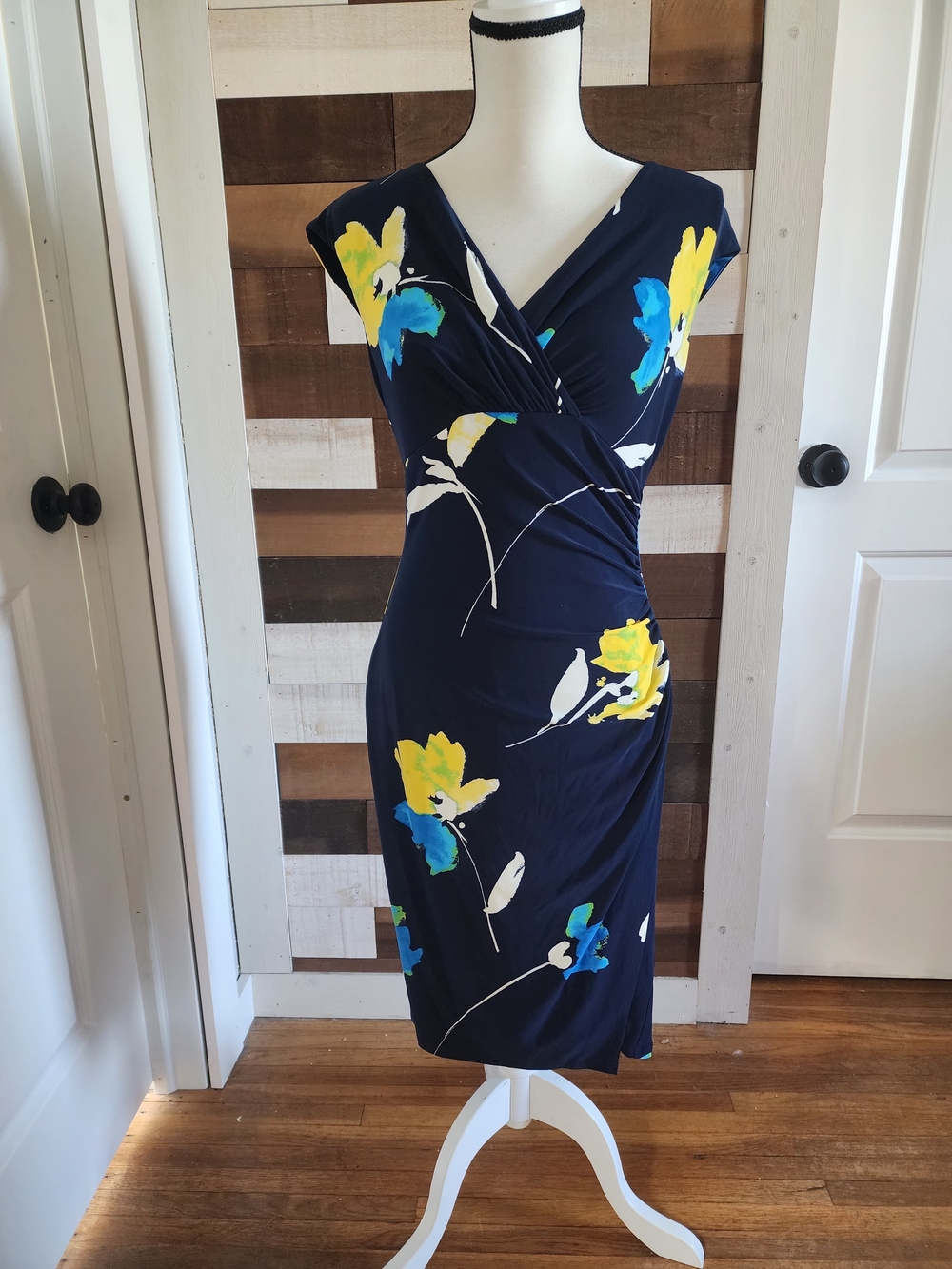 Lauren Ralph Lauren Navy Dress with Blue and Green Floral Accents